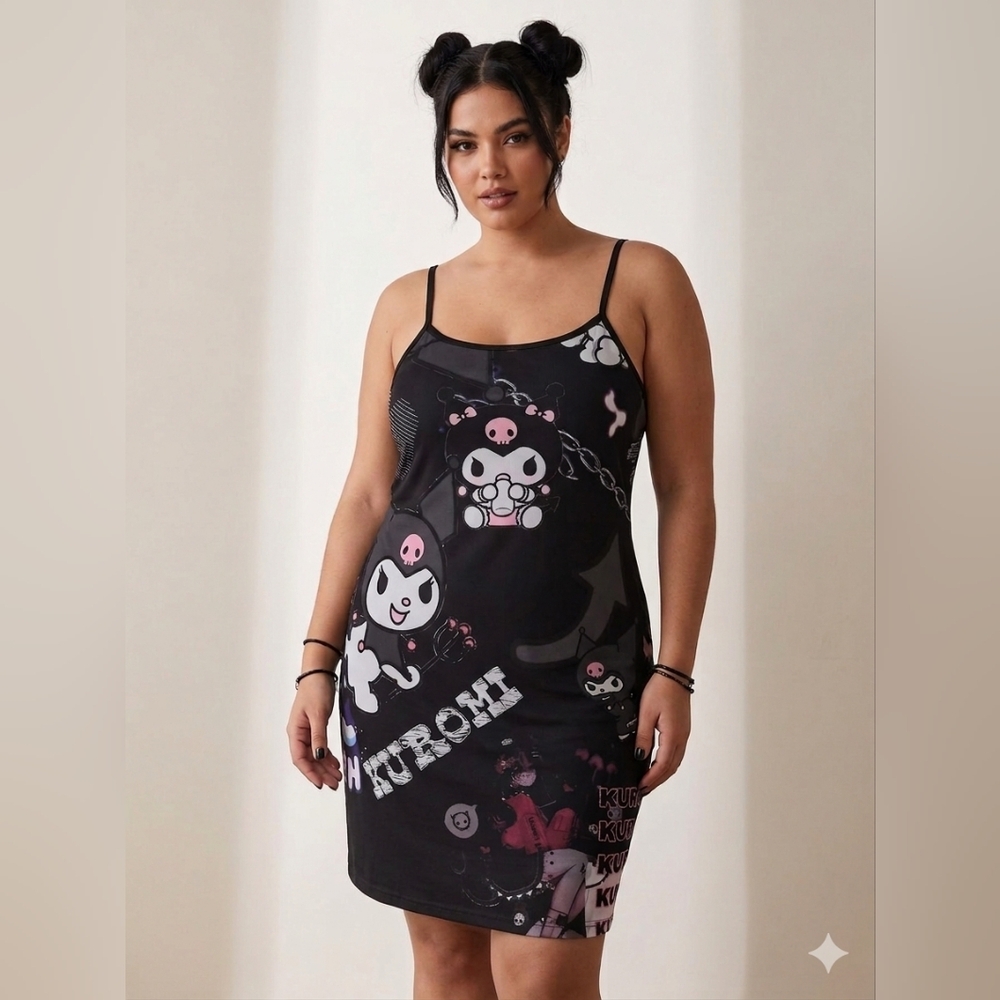 5 For $25✨️Kuromi Dress Sanrio Black Anime Slip Dress Women Large-Extra Large Xl